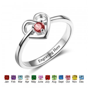 Birthstone Ring, Sterling Silver Personalized Engravable Ring JEWJORI102498